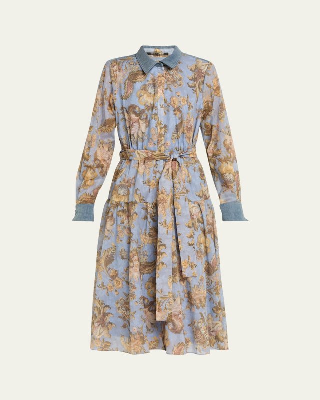 Evans Floral-Print Cotton Midi Shirtdress